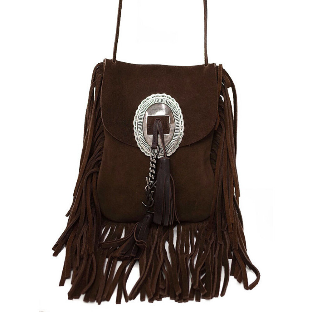 SAINT LAURENT Paris Saint Paris Anita Fringe Flat Bag Shoulder - Picture 1 of 5